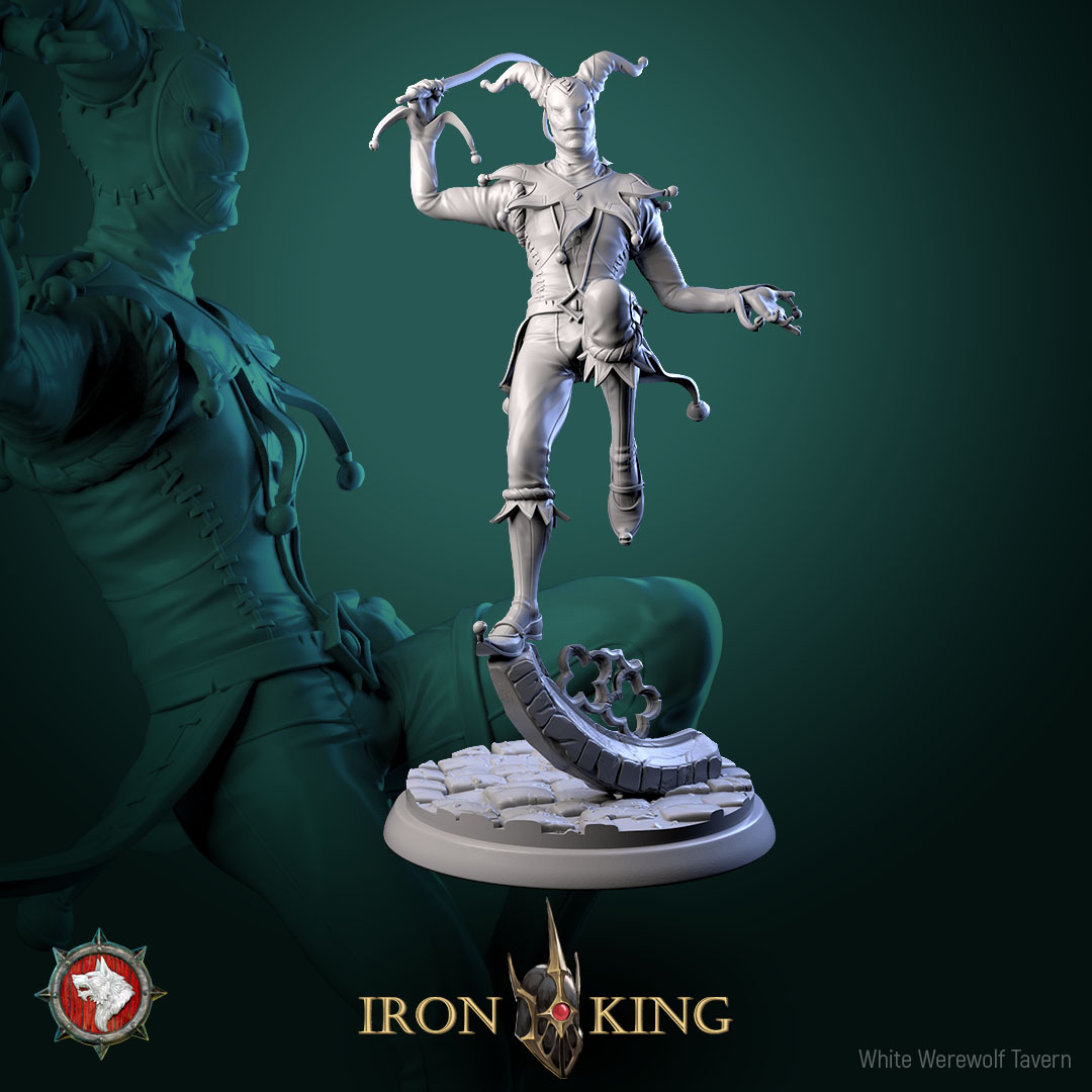 Jester killer 75mm heroic miniature pre-supported + dnd 5e stats block